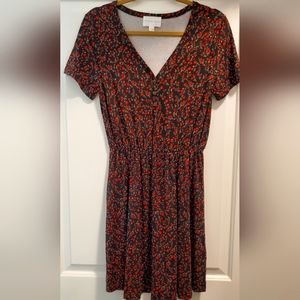 French Grey mini dress (M) black floral